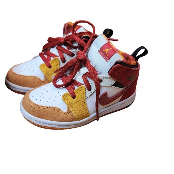 Nike Air Jordan 1 Mid Picnic White Red Orange Yellow Retro DX2460-601 GS… - Picture 2 of 8